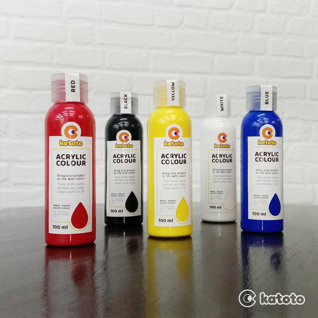 

ACRYLIC PAINT 100ML RED, YELLOW, BLUE, WHITE, BLACK - PRIMER, MERAH, KUNING, BIRU, PUTIH, HITAM
