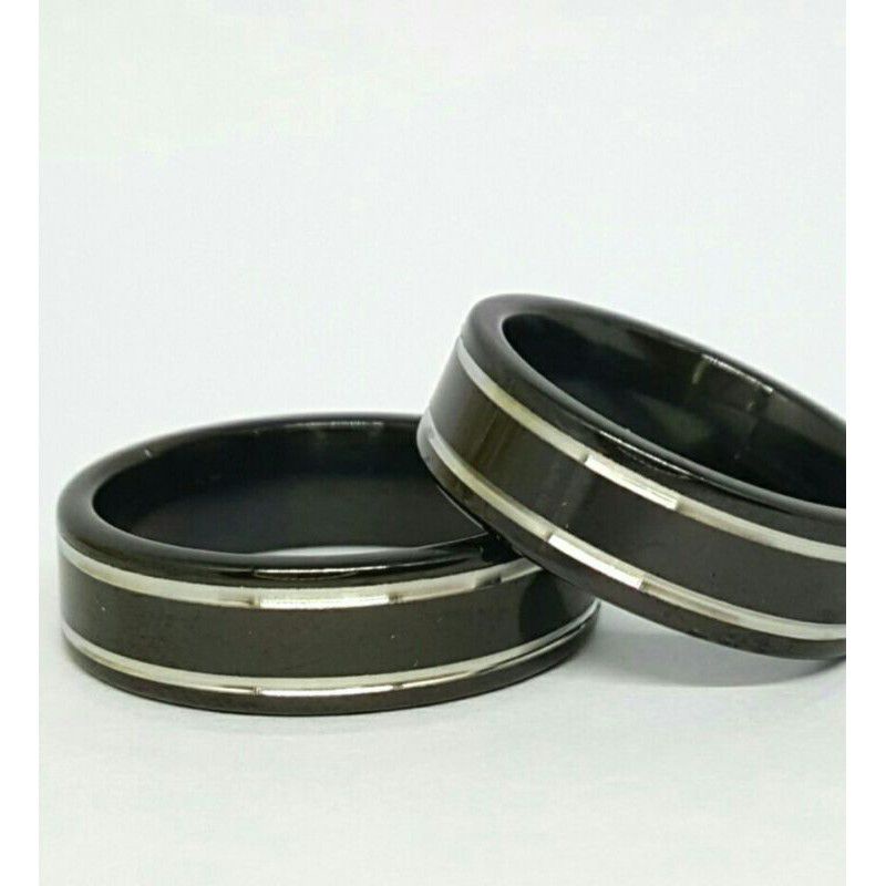 Cincin Titanium Silver Black Cincin pria wanita Couple harga satuan