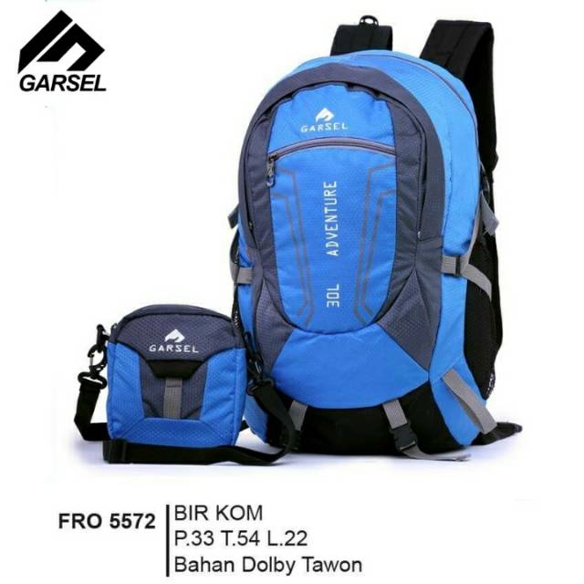 Tas Gunung / Tas Carrier 30L /Tas punggung / Bodypack pria Biru Kombi free tas slempang
