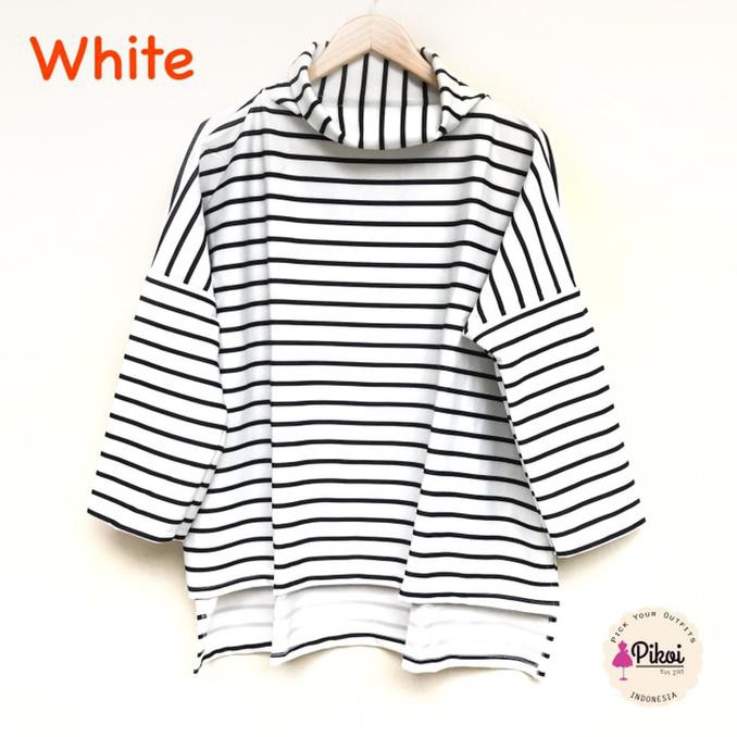 SALEE Halter top garis / baju halter jumbo / atasan halter neck big size oke 