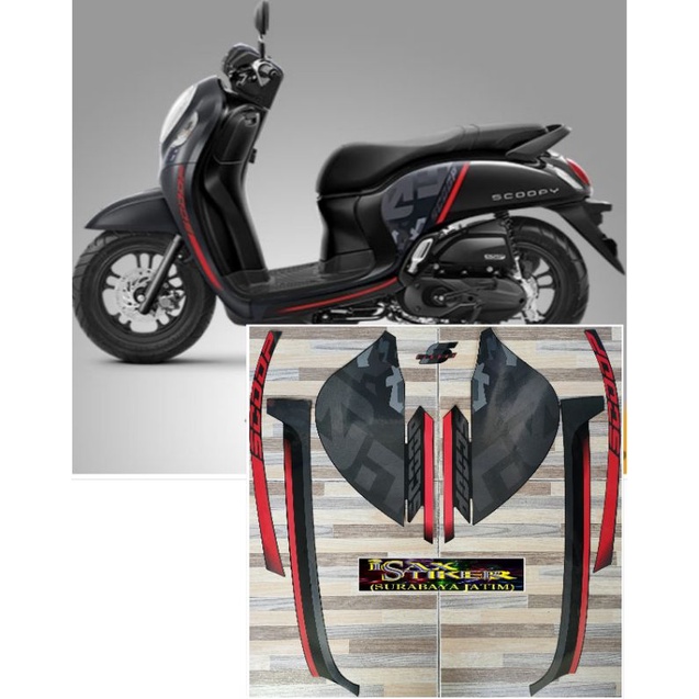 striping original Honda Scoopy hitam sporty black tahun 2020 2021