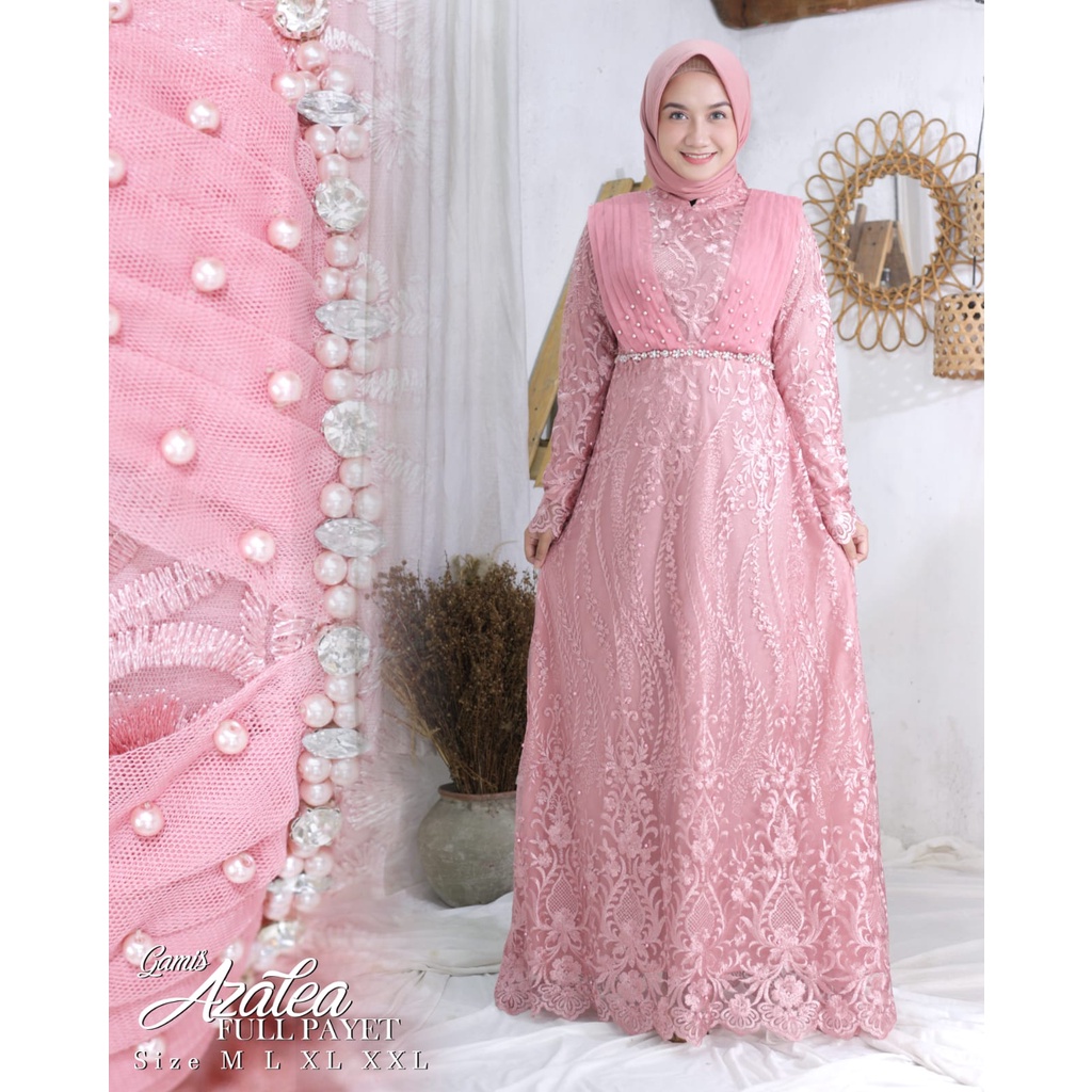 Kebaya Gamis Modern Brokat Wisuda Fashion Dress Wanita Muslim Murah Terbaru Jumbo Azalea Tulle Mutia