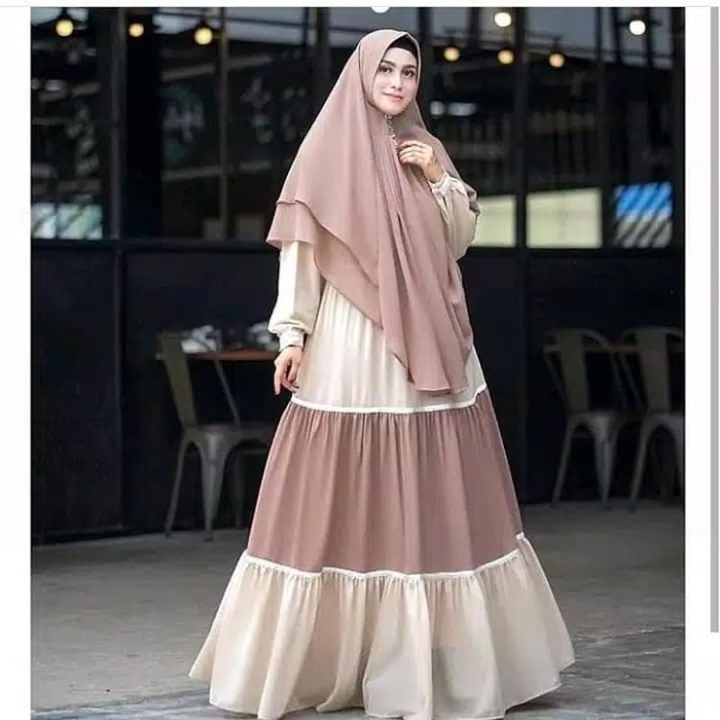 Gamis Syari Terbaru Baju Muslim Lebaran 2021 Mewah Syari Premium Gamis Jumbo Nania Syari Pakaian Wanita Fashion Muslim Dress Baju Gamis - Kuning