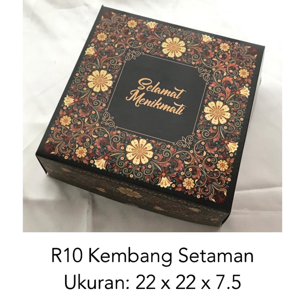 Dus Nasi Kembang Setaman  R10K 20 x 20 x 7 /Dus Roti /Dus Kue / Dus Snack Ultah/ Dos Hajatan/ Kerdus Nasi/ Kerdus Makanan/ Rice box/ Box Snack/ Dus Coklat Motif Batik Bunga/ Wadah Makanan