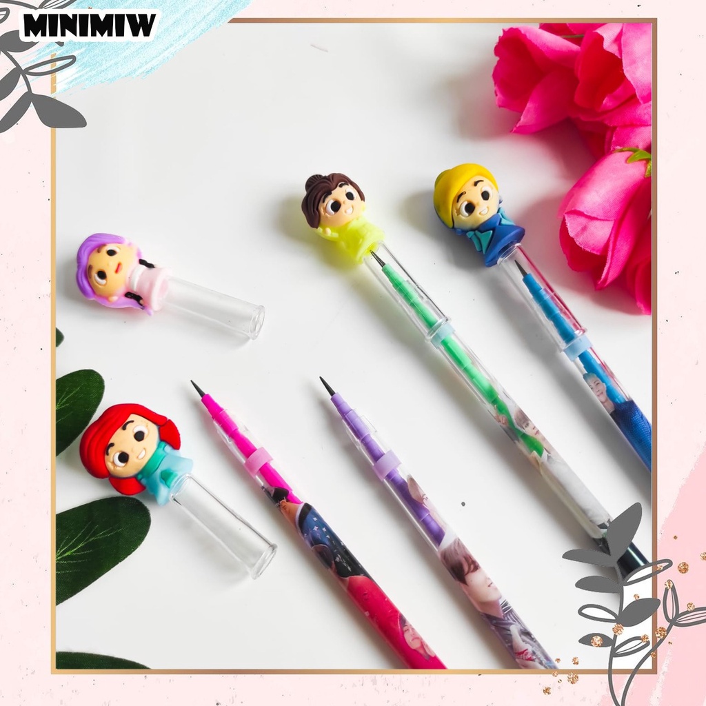 PENSIL PRINCESS CINDERELLA BELLE ANNA ELSA PENSIL KARAKTER PENSIL SUSUN