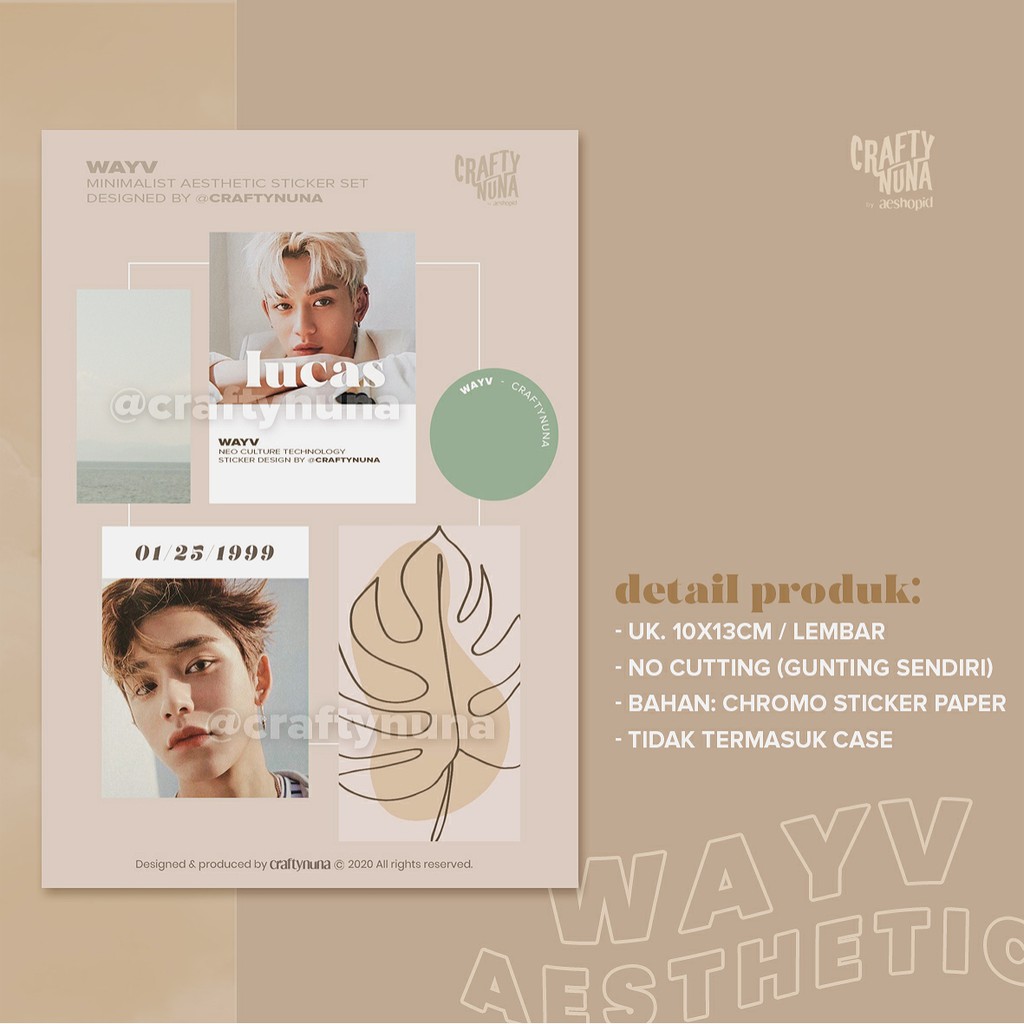 (NC-009) OT21 ✨ NCT WAYV Aesthetic Minimalist Sticker Set by Crafty Nuna stiker case hp 127 dream