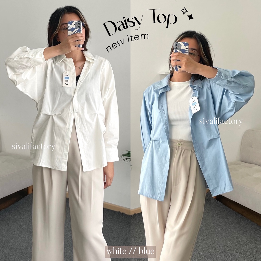 SIVALI Daisy Top || Kemeja Katun Wanita - Atasan Wanita Lengan Panjang