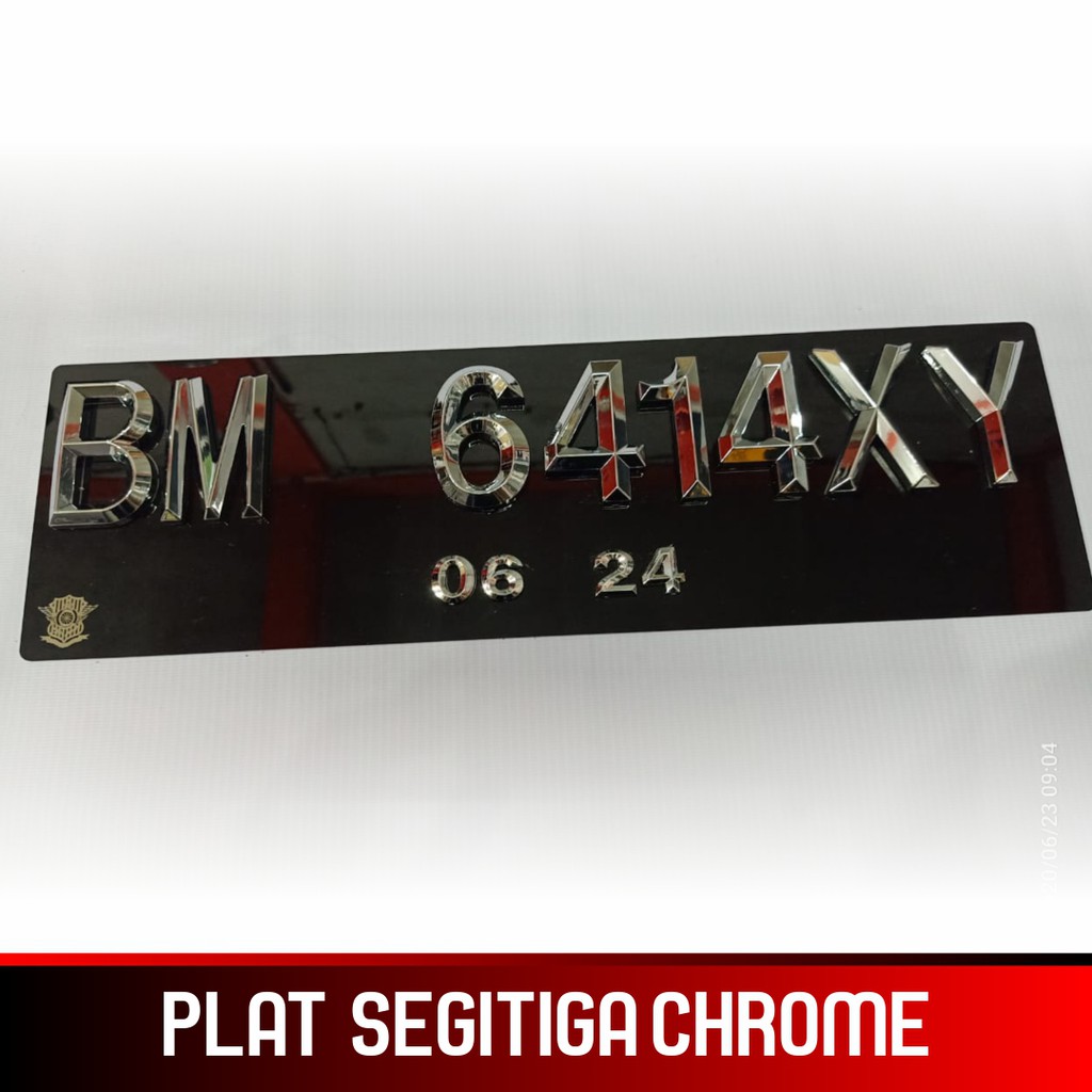 PLAT MOBIL  SEGITIGA TIMBUL CROME KILAT MOBIL  MURAH 