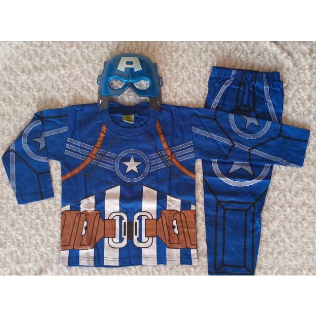 Setelan Baju Kostum Captain America Winter Soldier Superhero Anak Laki Laki Umur 1 - 11 Tahun Terbaru KE27