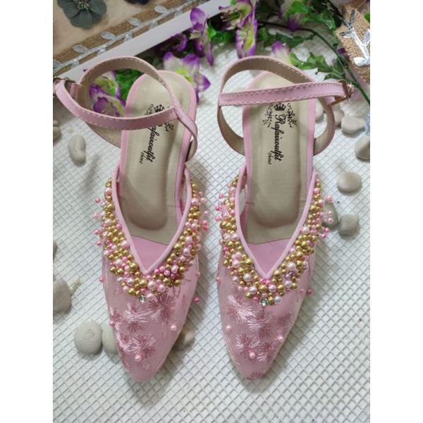 sepatu rafaizoutfit Mitha pink tali tinggi 7cm lancip