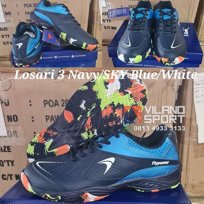 Sepatu Badminton Flypower Losari 3 Navy/Sky Blue/White