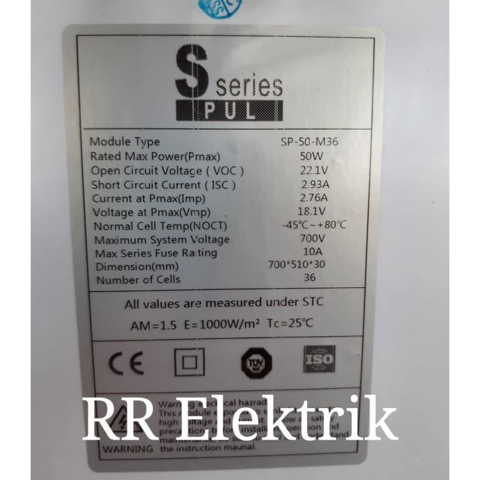 Solar Panel / Solar Cell / Panel Surya 50Wp Monocrystalline 50 Wp Mono