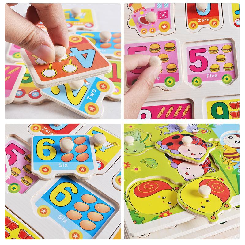 Puzzle Knop Kayu Pengasah Otak dan Motorik Anak Karakter Lucu Murah Import DD395 (1KG=6PCS) COD