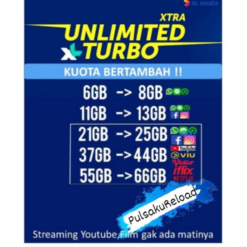 SP XL Axiata COMBO DATA 25 GB, 44 GB, 66 GB Unlimited