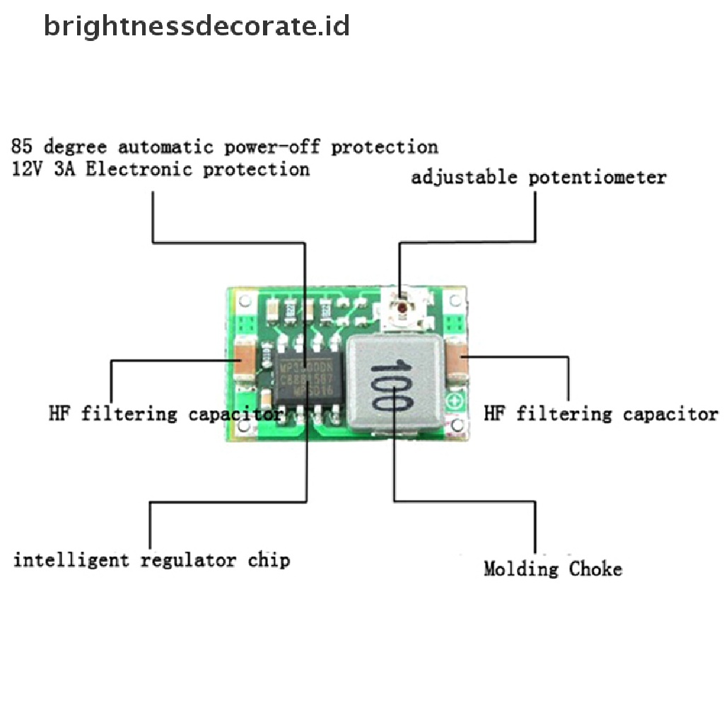 Regulator Konverter step down Mini DC-DC 3A 5V-23V Ke 3.3V 6V 9V 12V