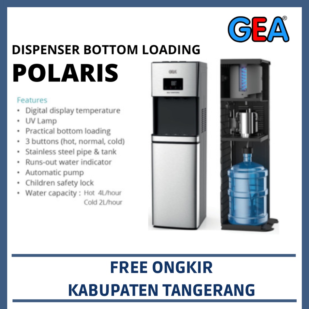 GEA POLARIS WATER DISPENSER BOTTOM LOADING DENGAN SINAR UV