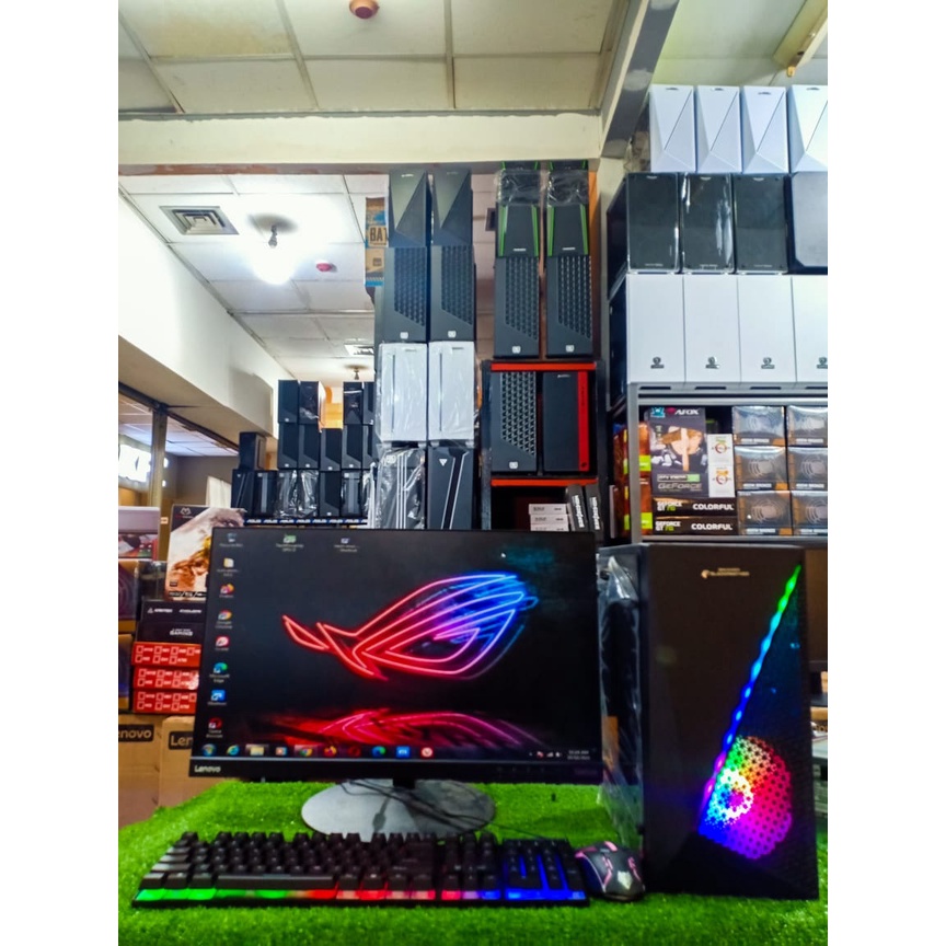 PC GAMING EDITING CORE I5 WITH MONITOR 22 INCH TYPE PANEL IPS SIAP PAKAI