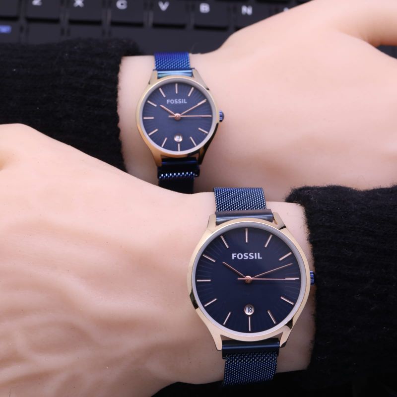 [HARGA SEPASANG] 6 Warna Jam Tangan Couple Foxxil Tanggal Aktif Rantai Pasir Magnet
