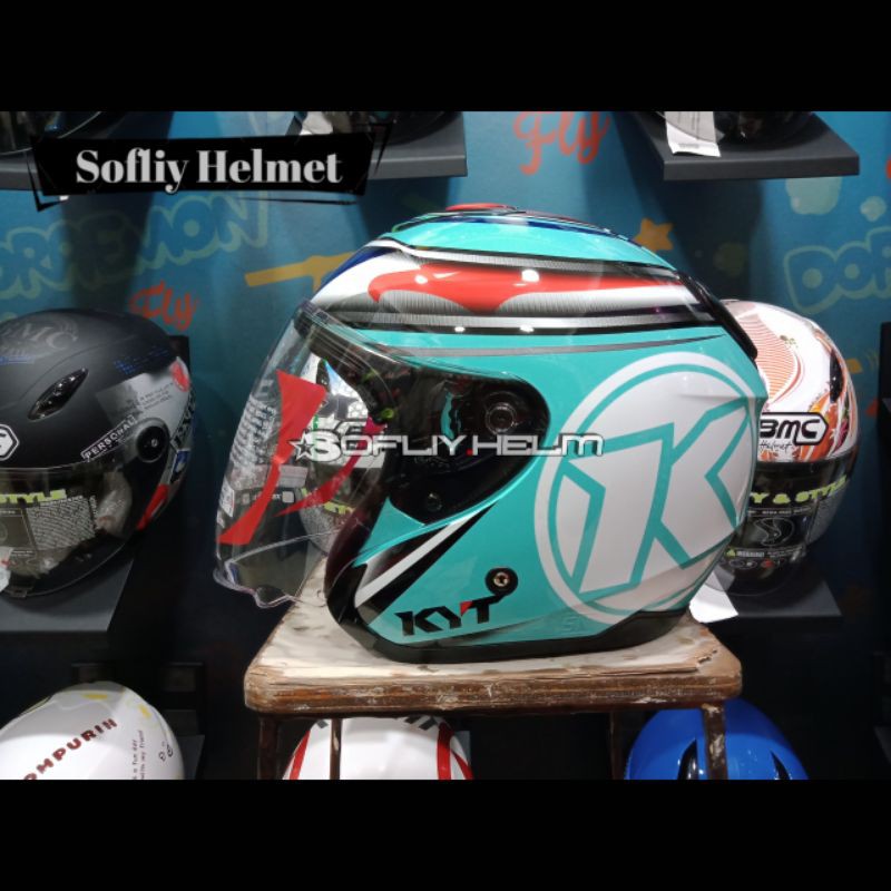 HELM KYT KYOTO R AQUA BLUE KYT HELM KYOTO AQUAMARINE HALF FACE KYOTO MOTIF