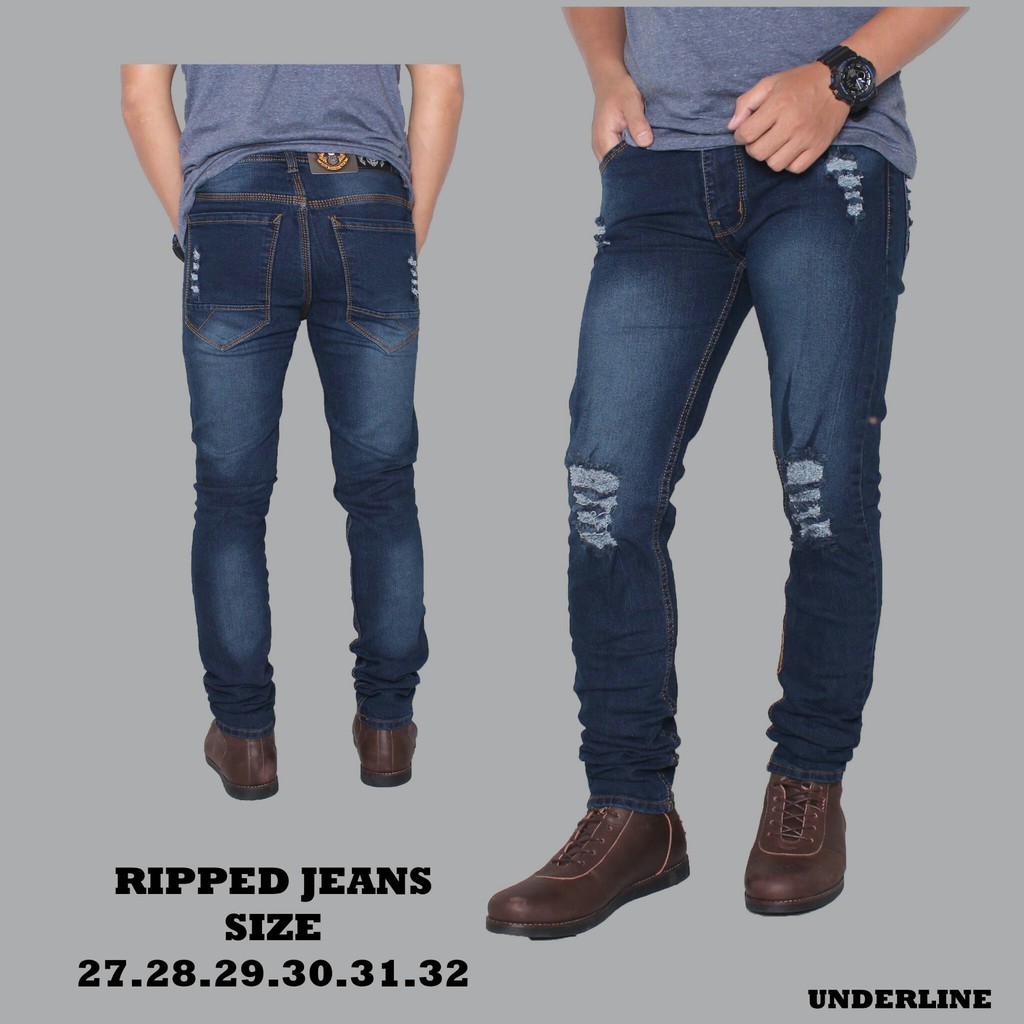 Skinny Celanajeans Celanapanjang Celanapria BH913 CELANA JEANS PRIA HITAM SLIMFIT SOBEK SOBEK COWOK