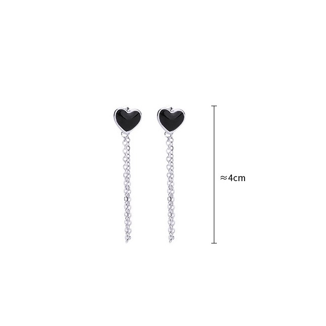 LRC Anting Tusuk Fashion Black Peach Heart Earrings F50741