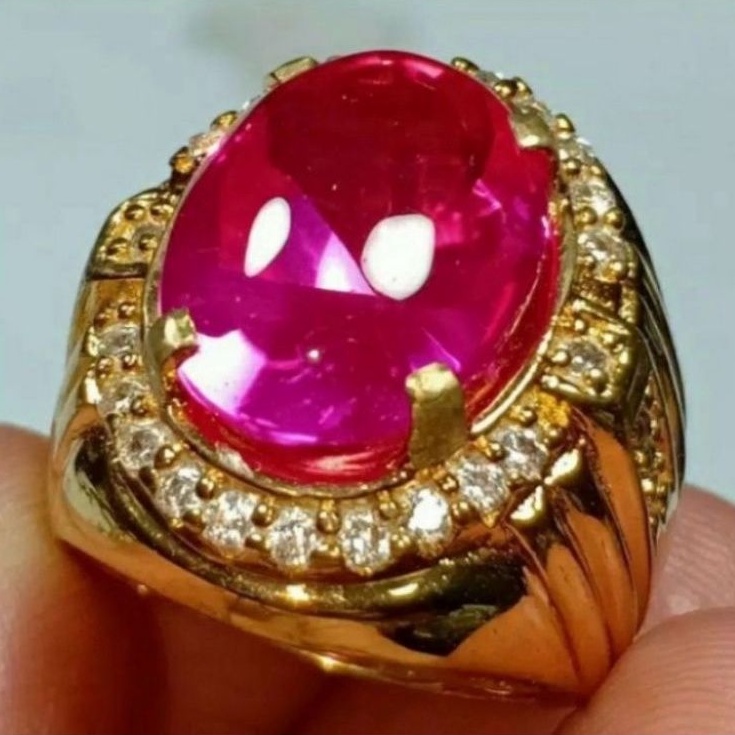 cincin batu merah rose Bangkok ring titanium super mewah