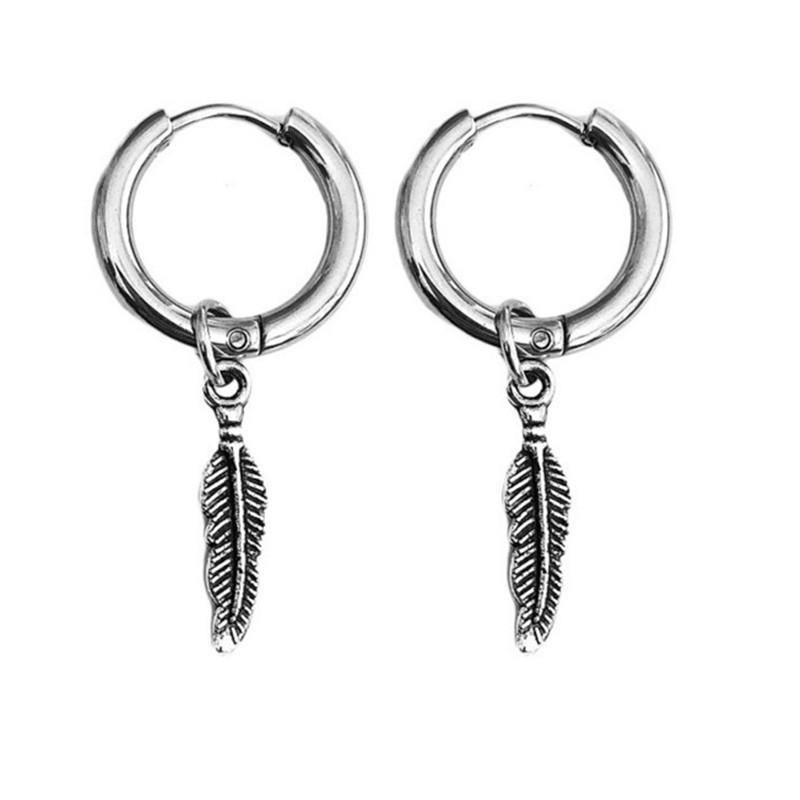 [Bayar Di Tempat]1pcs BTS Ji Min Same Style Feather Mens Ear Stud Earring