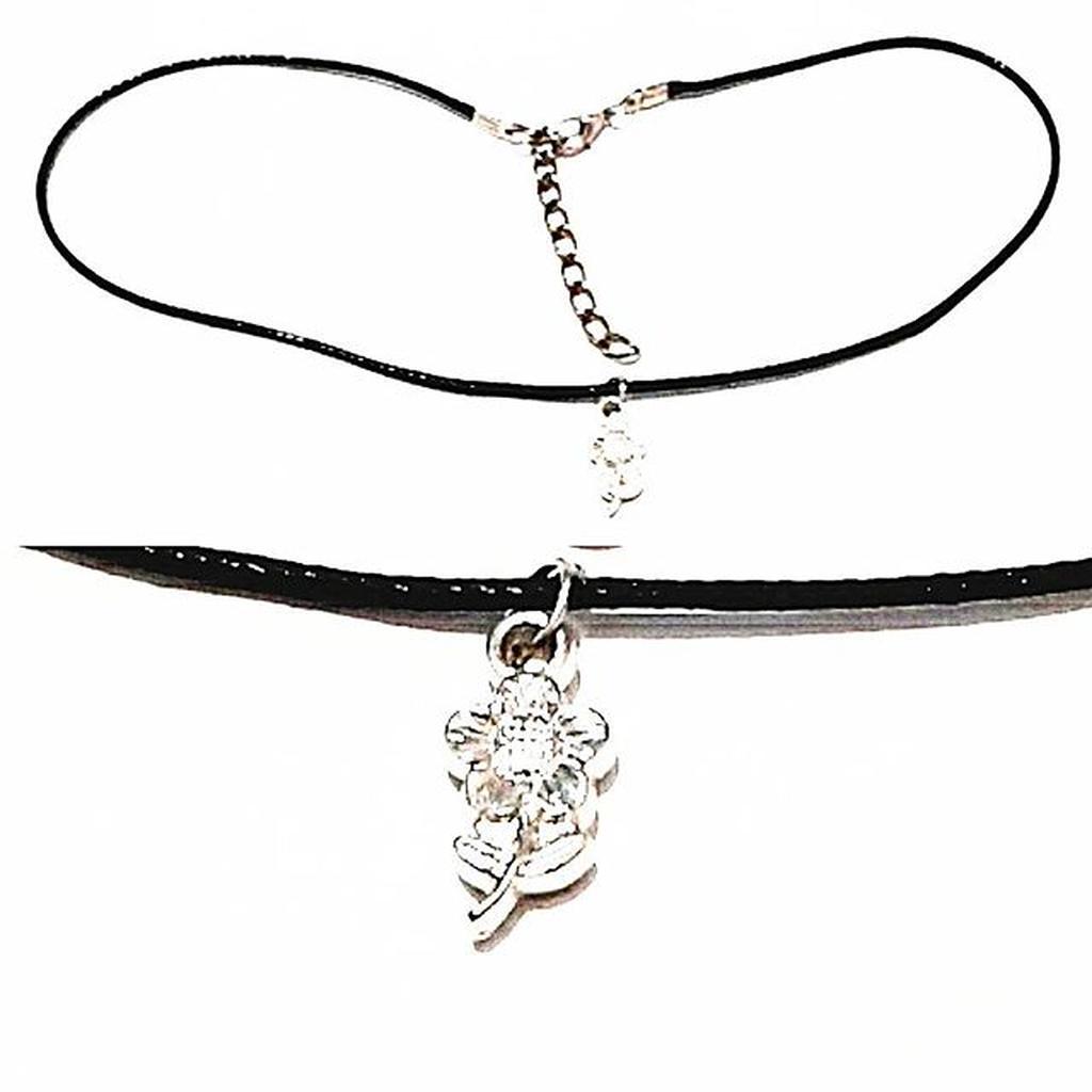 Baby Choker Necklace Silver Flower B | Kalung Handmade