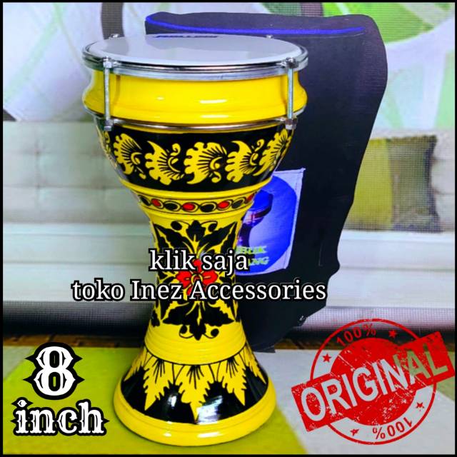 Musik Islami Marawis Alat Musik Islami Marawis Batik 8 inch Dumbuk Rolling Putih