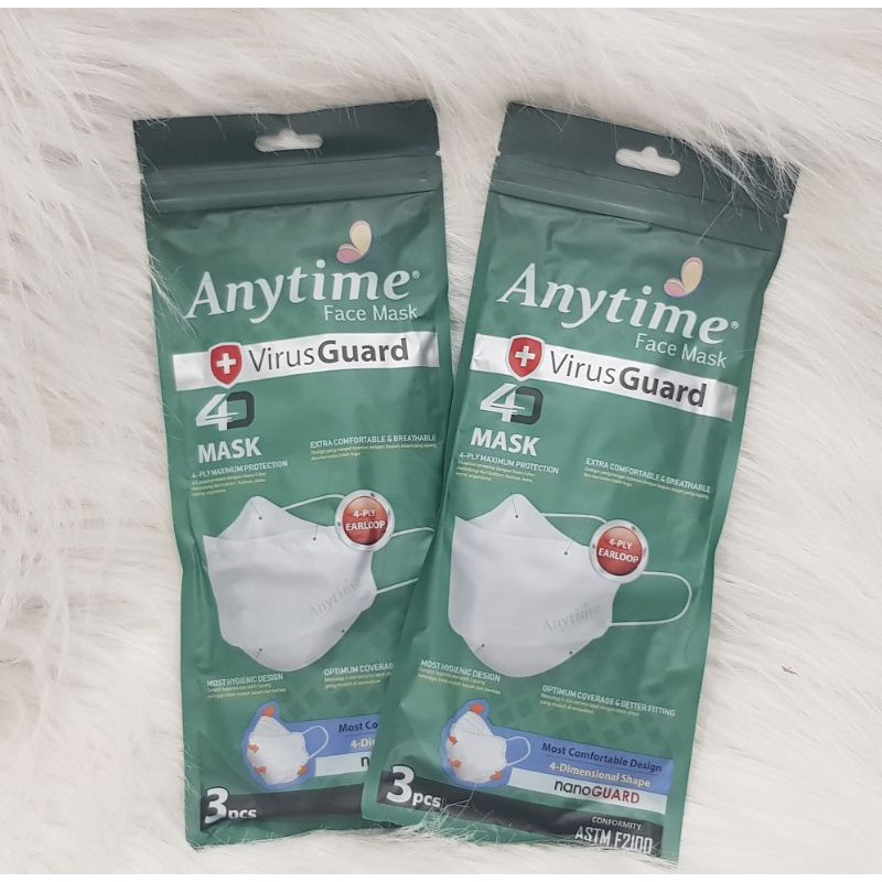 Anytime Face Mask 4D-Isi 3pcs