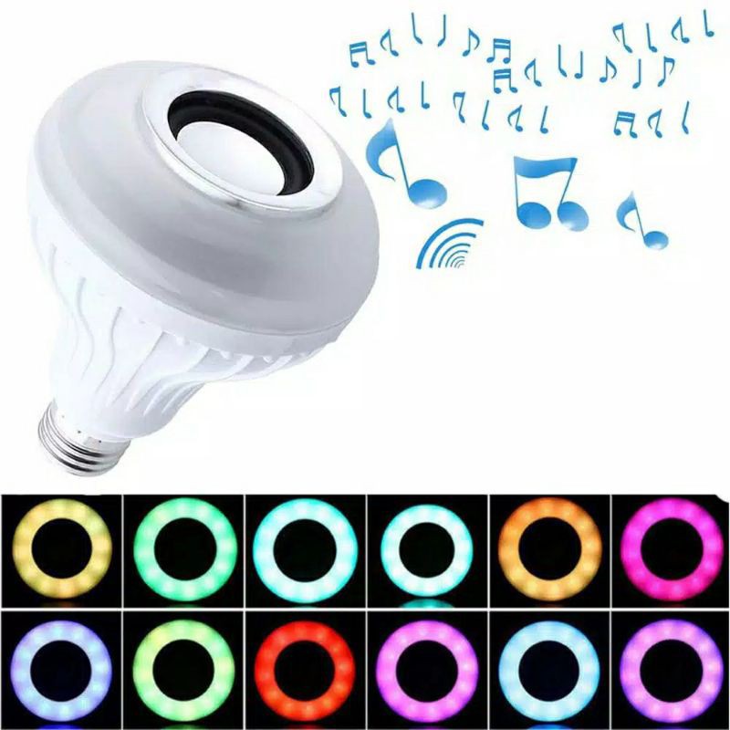 Lampu Bohlam LED Speaker Bluetooth RGB Plus Remote 9Watt Magic Bulb Disko