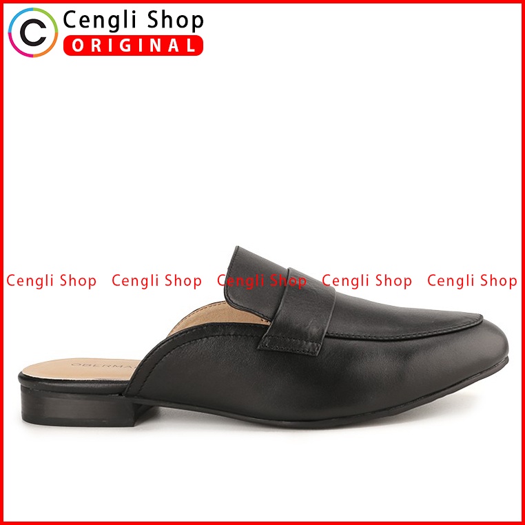 SEPATU SANDAL KULIT OBERMAIN WANITA ORIGINAL ASLI TERBARU HITAM OW05