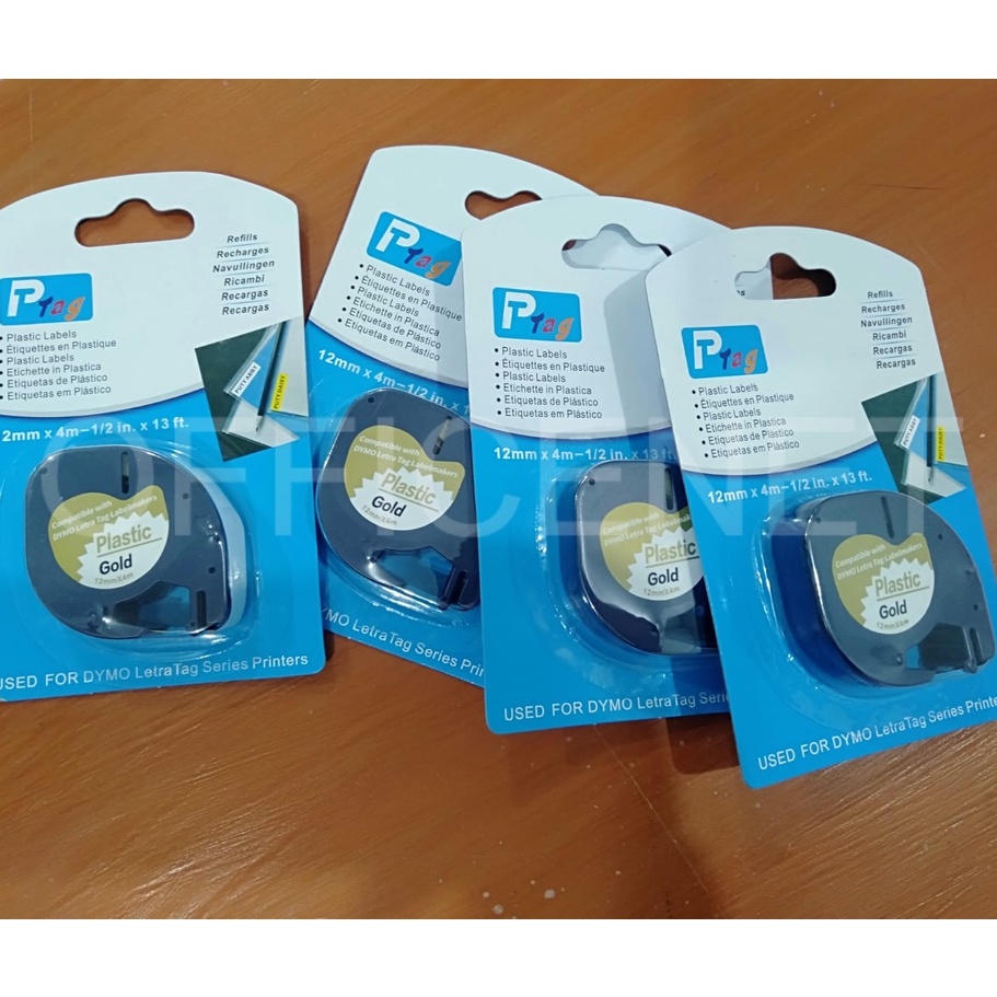 DYMO LETRATAG LABEL TAPE GOLD PLASTIC 12MM