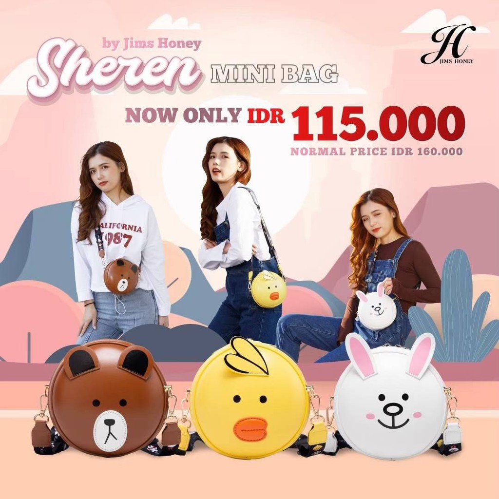 Tas Wanita Selempang Slempang Karakter Jims Honey Jimshoney Original Sherren Bag Wanita Remaja Cewek