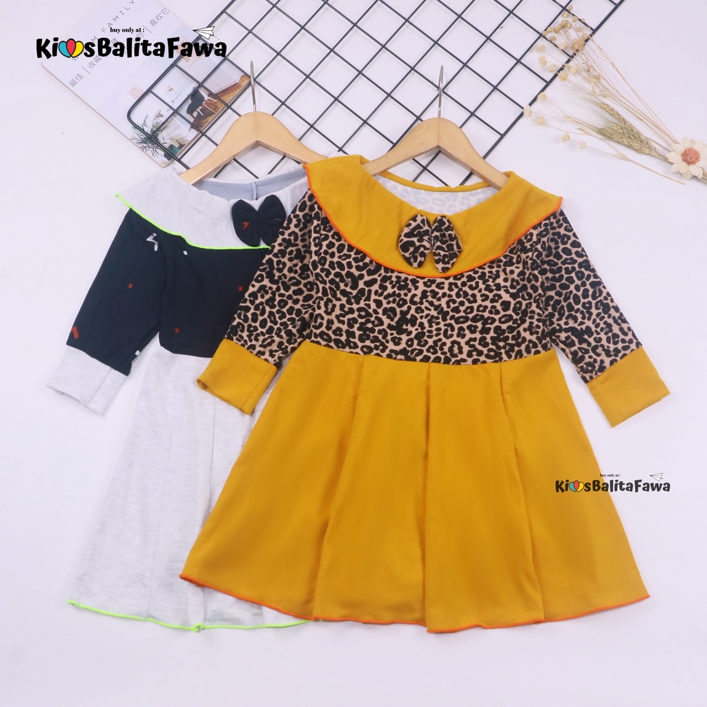 Dress Yumna 1-2 Tahun / Premium Branded Dres Anak Perempuan Lengan Panjang Gaun Pesta cewek