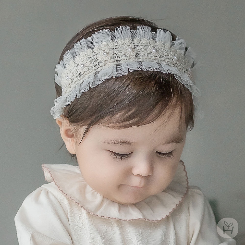 Bandana Bayi Headband Anak Pesta Lace Mutiara