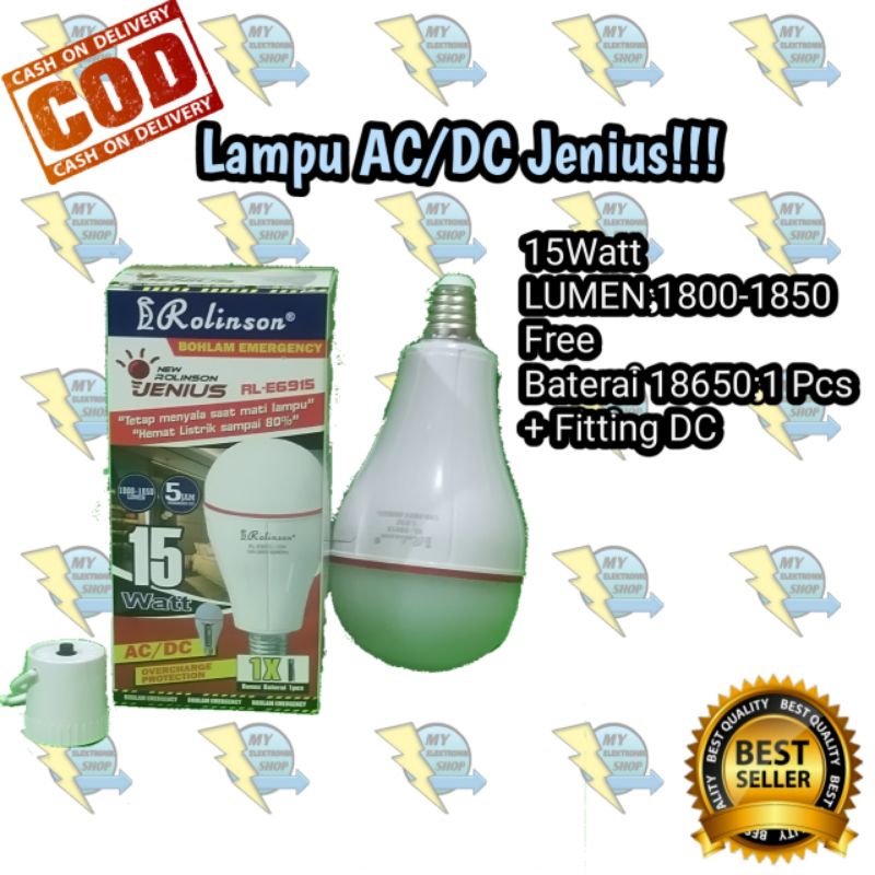 Lampu Emergency 15Watt LED Rolinson, Lampu AC/DC 15W LED, Lampu Magic, Lampu jenius, Lampu Ajaib Rolinson RL-E6915