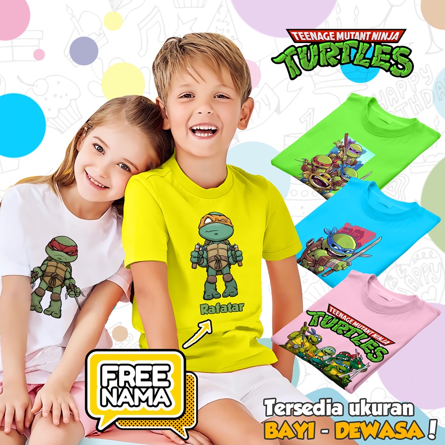 [FREE NAMA!!] Baju Kaos COUPLE  ANAK DAN DEWASA TMNT NINJA TURTLE BANYAK MOTIF