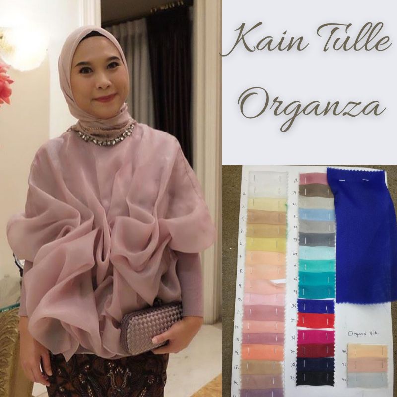 Kain organza polos super untuk gaun dress kerudung