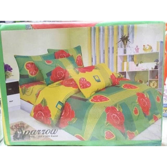 SPREI SPRAI SEPREY SPREY SEPRAY SPRAY SEPREI SEPRAI MOTIF BUNGA BATIK HIJAU COKLAT BED COVER MURAH