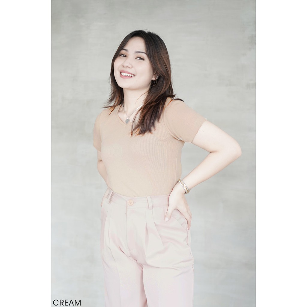 Olivia Vneck Crop Top Atasan Wanita Blouse