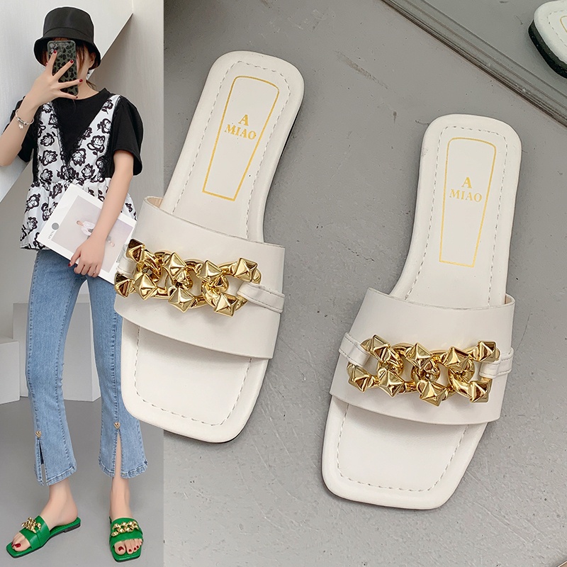 [COZY] Sola Slip Sandal Chain Korea Fashion Wanita Import