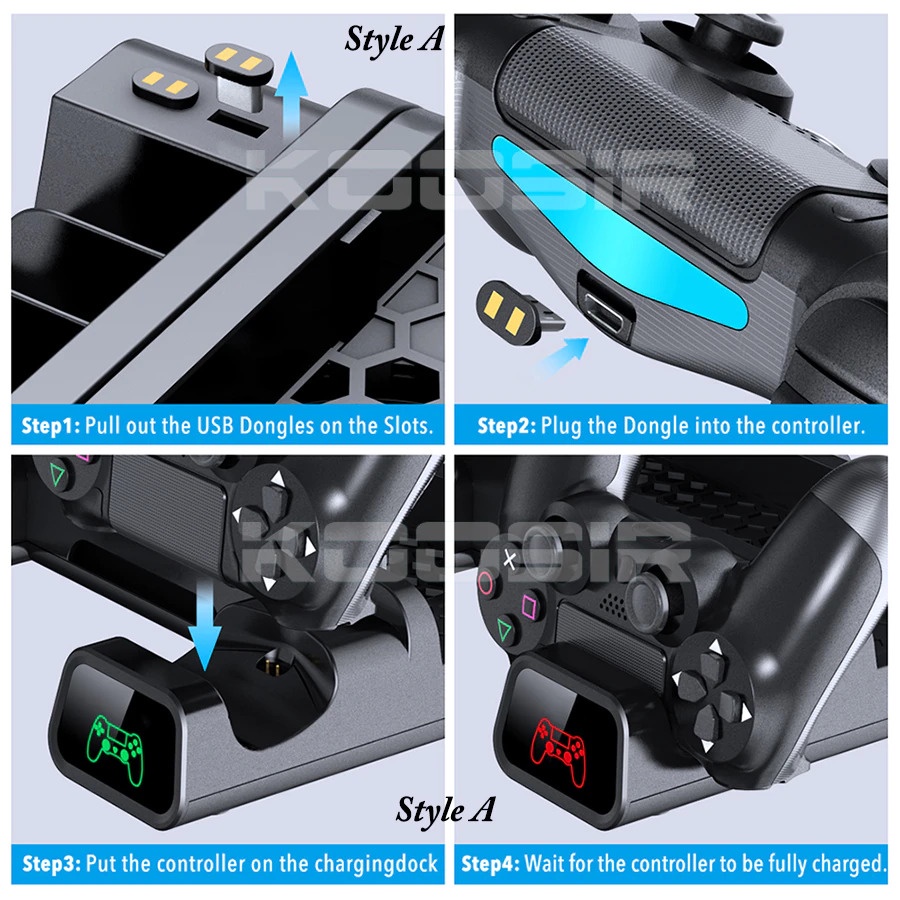 Docking Vertical Cooling System PS4 with 2 Gamepad Controller Charging Base - TP4-19076 - Black