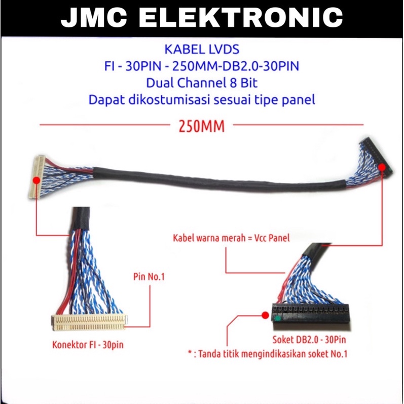 1PCS KABEL LAYAR TCON LVDS LED 30PIN 1 CHANNEL 2 CHANNEL 1CH 2CH 8BIT