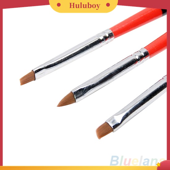 Huluboy Huluboy♡ 3pcs / Set Pen Brush Untuk Melukis Kutek Gel UV Akrilik DIY