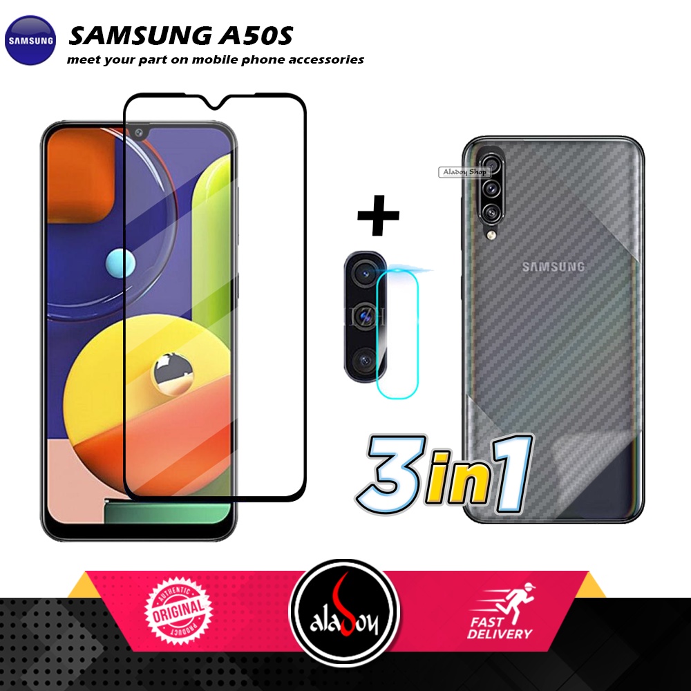 PAKET 3 IN 1 Tempered Glass Layar Samsung A50S / A50 / A30S Free Tempered Glass Camera