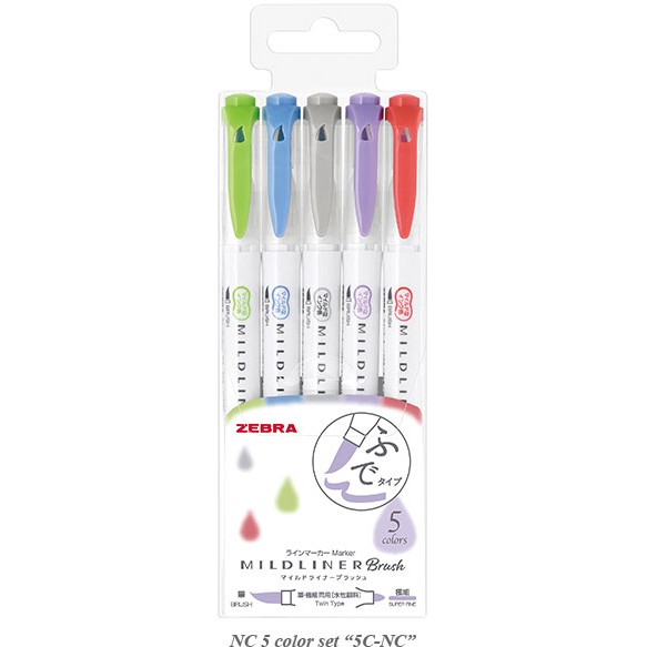 

HJK Mildliner Zebra Brush ( Set-5 ) Highlighter Double Sided - Brush / Extra Fine