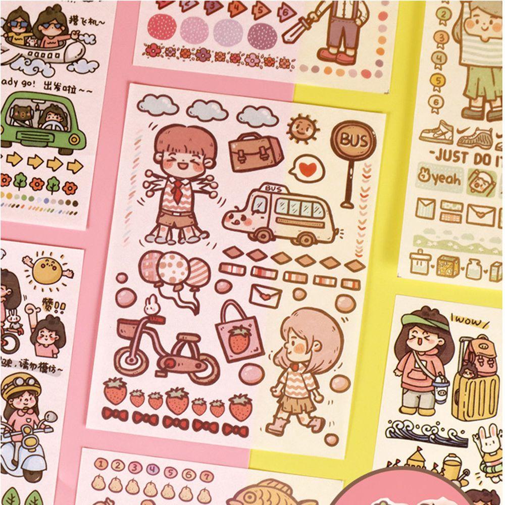 Mxbeauty Alat Tulis Stiker Set 33pcs DIY Dengan Graver Cutting Mat Self-adhesive Bujo Dekorasi Perlengkapan Sekolah Kertas Stiker