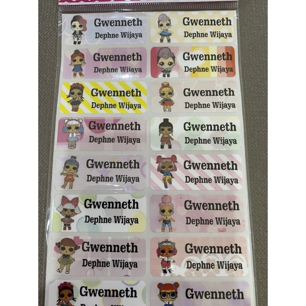 

stiker nama waterproof 42pcs sz L