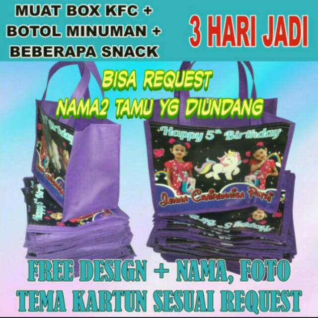 

Souvenir Ulang Tahun Anak Tas Perekat Portrait/Landscape tema kartun custom suka suka